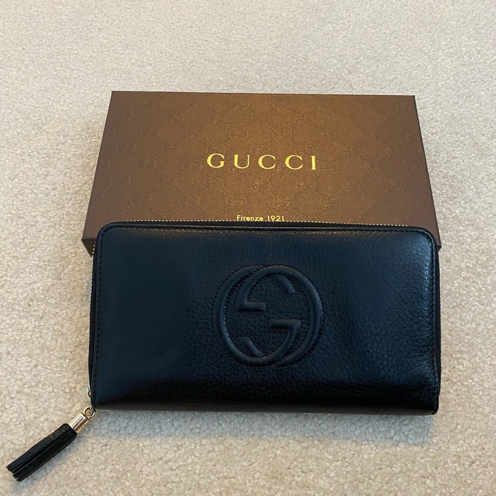 GUC - Gucci SoHo Pebbled Leather Wallet